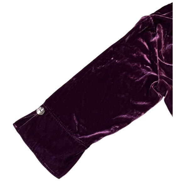 Habitat purple velvet ¾ sleeve button front shirt size L - Picture 6 of 13